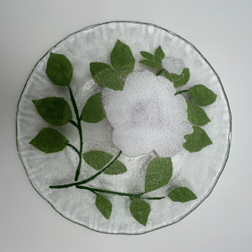 Sydenstricker Fused Glass Pink Rose Plates Set of 4 Signed Syd Cape Cod 8.25in - Picture 10 of 12